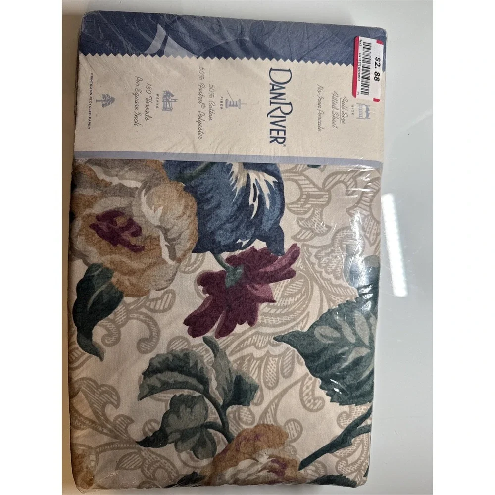 Vtg New In Pkg Dan River Full Bed Fitted Sheet 